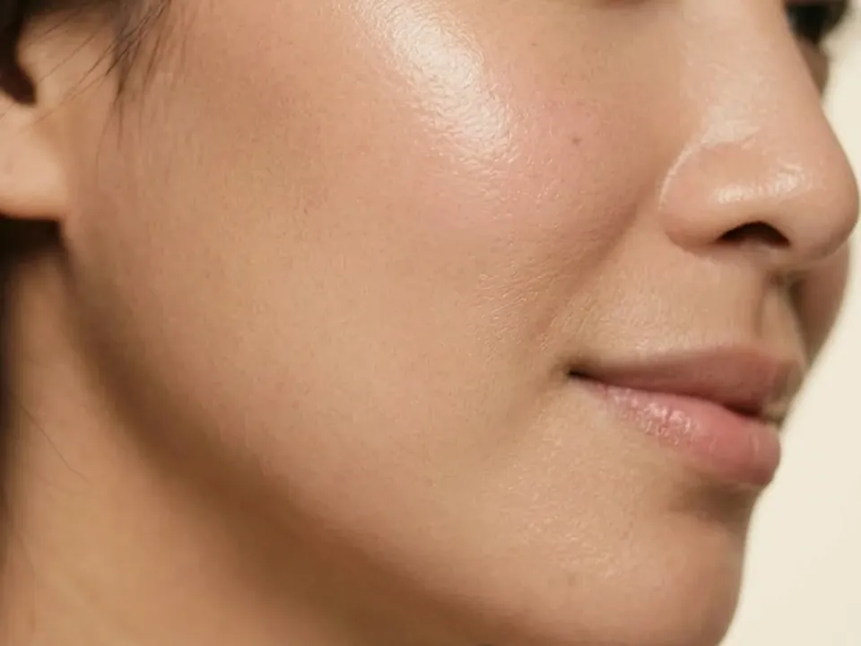 Model photograph: close-up of smooth cheek skin