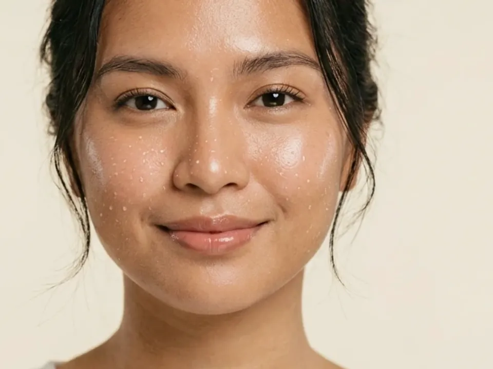 Model photograph: even, luminous facial skin